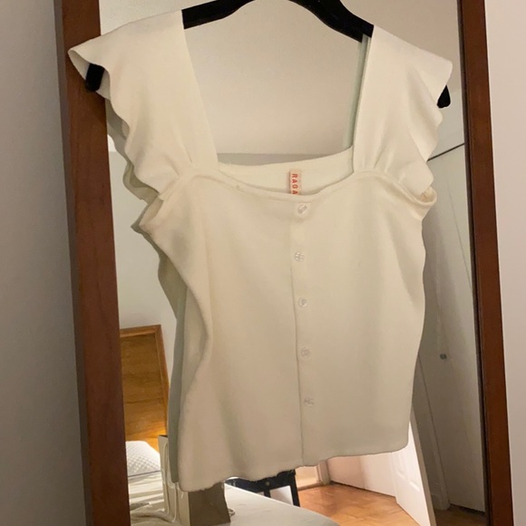 Urban Outfitters UO Ribbed Flutter Sleeve Tank top - Picture 1 of 5